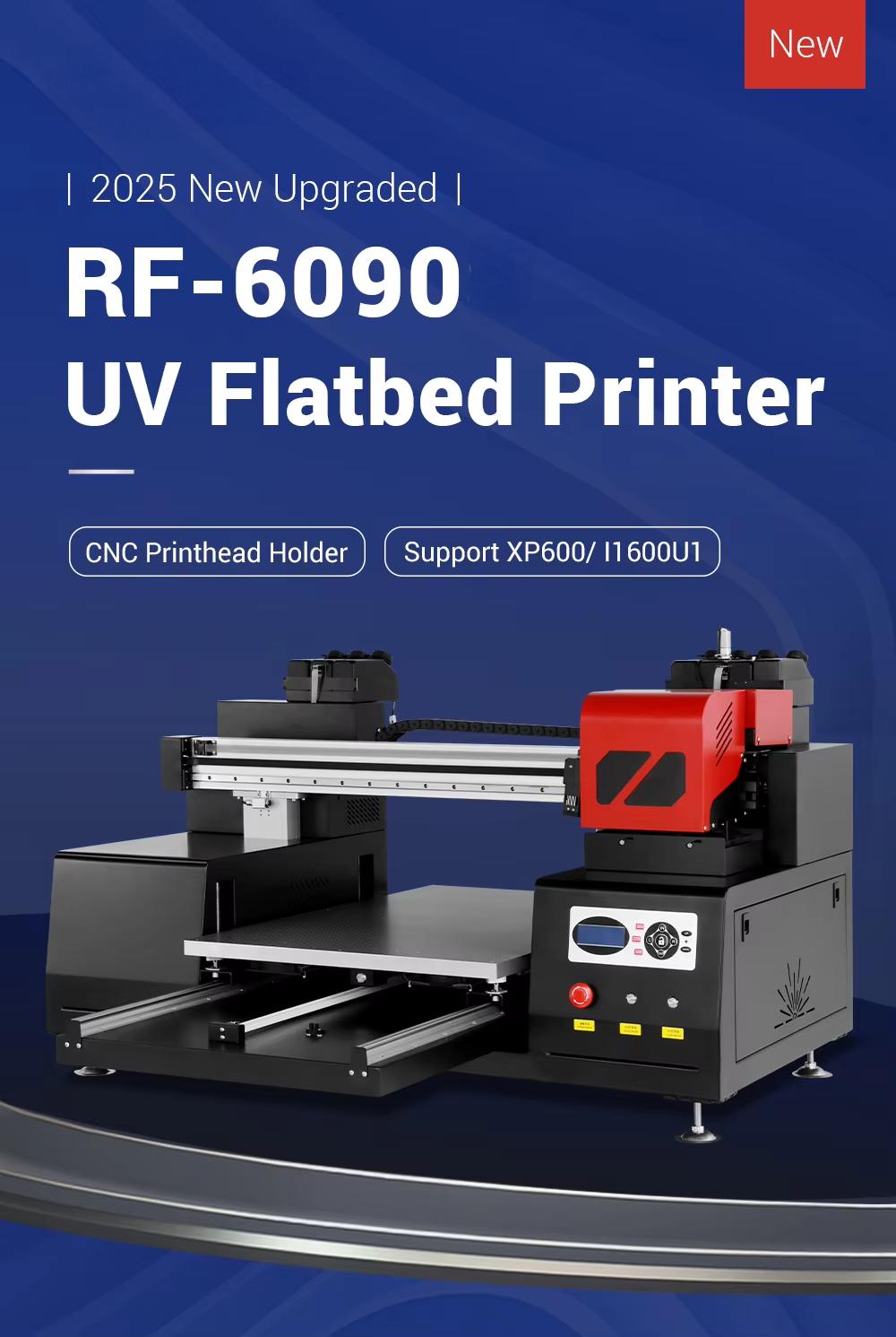 Imprimante UV 6090 PRO - Impression UV LED Grand Format 60x90cm - A1+ Multicolore CMYK+Blanc+Vernis